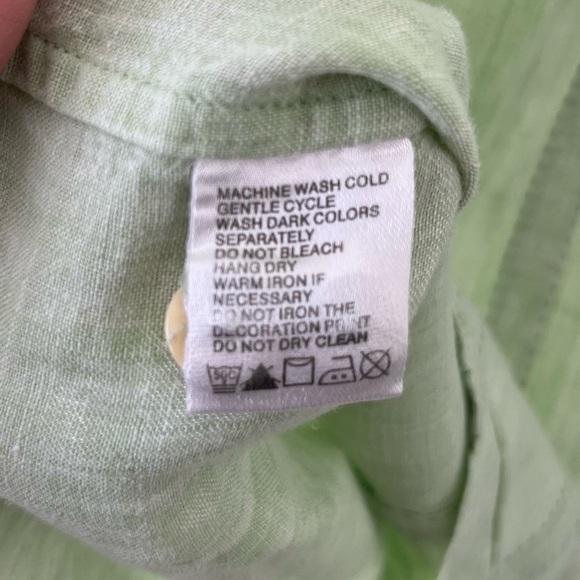 Tommy Bahama Shirt Men's Large 100% Linen Green Button Down Resortwear Tropical - Picture 9 of 10